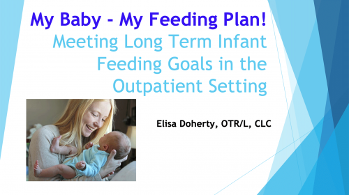 Intro Slide for presentation by Elisa Doherty: My Baby My Feeding